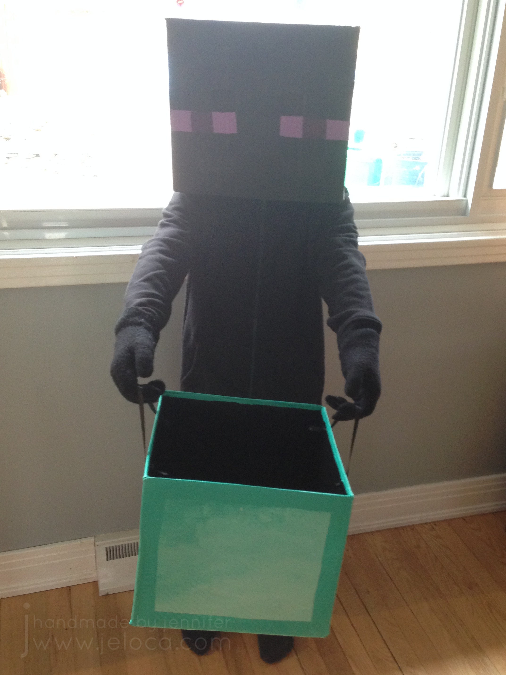 Minecraft Tutorial Enderman Head With Diamond Block Treat Basket DIY ...