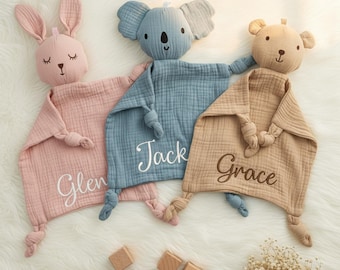 Bear Lovey with Name, Personalized Baby Comforter, Soft Plush Texture