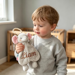 Personalized Elephant Snuggle Blanket ,Custom Name Stuffed Animal Monogrammed Infant ,Sleeping Toy