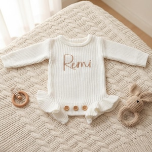 Personalised Hello World Baby Vest - Unisex White Jersey Snap Closure Embroidered Name Announcement