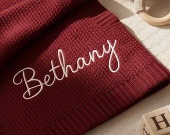 custom baby blanket embroidered name soft knitted cotton throw personalized newborn gift baby shower present baby room bedding decor blanket
