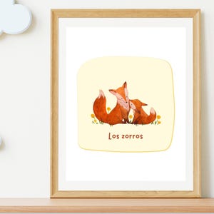 Spanish Woodland Animals Nursery Art: Educational Forest Poster (Digital Download)