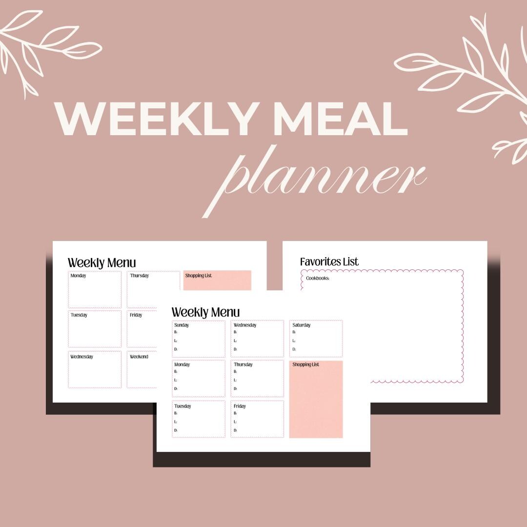Weekly Meal Planner Template. Family Meal Prep Plan Printable (digital ...