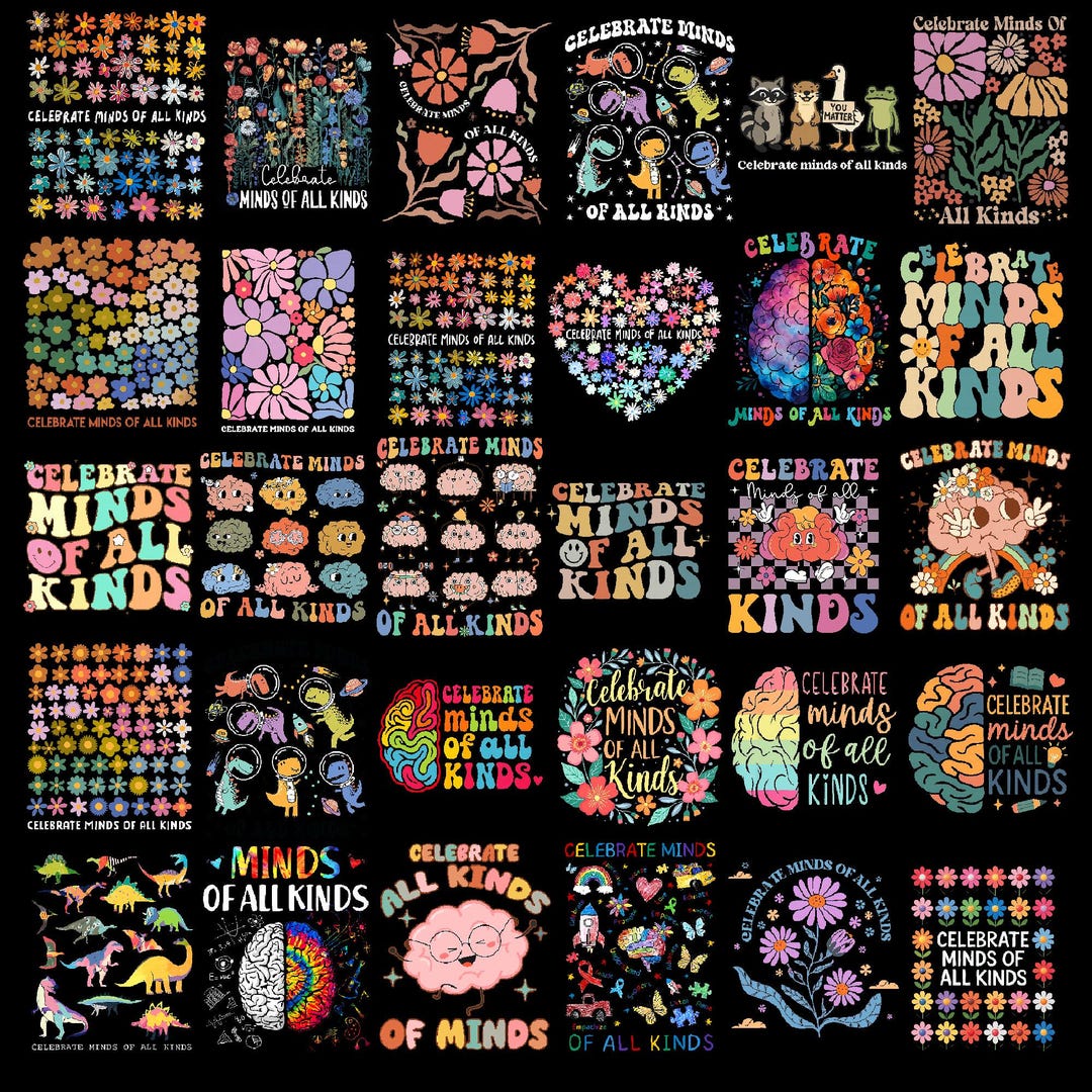 Floral Celebrate Minds of All Kinds Png, Autism Awareness Design Png ...