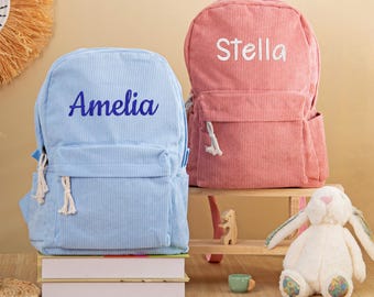 Personalized Children's Backpack With Name, Custom Toddler Backpack, Embroidered Corduroy Preschool Backpack, Kids School Bag, Gift for Kids