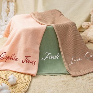 Personalized Embroidered Organic Cotton Knit Baby Blanket