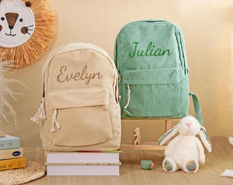 Custom Toddler Backpack, Personalized Children Backpack With Name, Embroidered Corduroy School Bag, Preschool Backpack, Back to School Gift