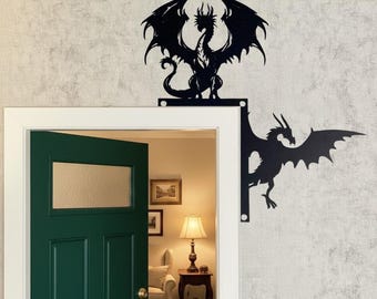 Dragon Door Corner Metal Decor, Dragon Doorframe Corner, Dragon Door Topper, Dragon Door Hanging Bedroom Door Decoration