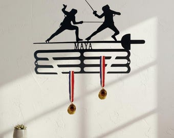 CREATCABIN Porte-Médaille Virevoltant Forme Bâton,Présentoir Médailles,Support Médailles,Étagère,Gymnastique,Cintre Noir,Décoration Murale,Organiseur Médailles pour Ruban Célébration Succès,40x15cm