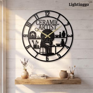 Ceramic Artist Metal Wall Clock, Pottery Decor, Pottery Gift, Personalized Clock, Wall Art Decor
