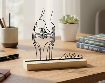 Aangepaste orthopedisch chirurg bureaudecor, gepersonaliseerd cadeau knie anatomie, bot Doctor Office Art