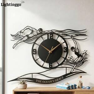 Benutzerdefinierte Schwimmer Metall Wanduhr, Ozeanwasser Dekor, Schwimmbad Raum Kunst, personalisierte Athlete Geschenk