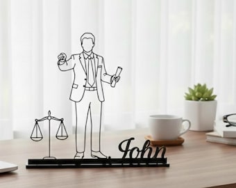 Personalized Lawyer Metal Art for Desk Decor, Custom Attorney Metal Sign with Name, Law Office Decor, Gift for Him, Legal Desk Decor