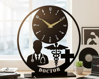 Personalized Doctor Desk Clock, Custom Medical Table Clock Gift, Doctor Office Decor, Unique Gift for Doctors
