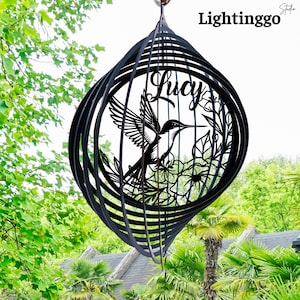 Hummingbird Metal Wind Spinner: 3D Kinetic Garden Art - [Color Choice]