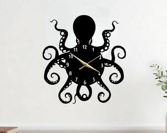 Reloj de pared de metal con forma de pulpo: Decoración náutica para la habitación