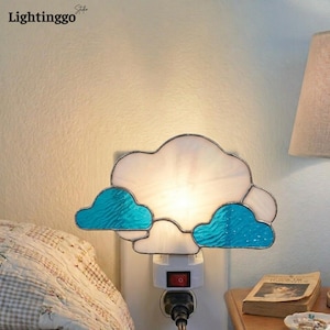 Cloud Stained Glass Nightlight, Dreamy Sky Nursery Lighting, Baby Shower Gift, Cute Weather Wall Lamp, Bedroom Decor