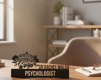 Personalized Psychologist Metal Name Plaque, Custom Metal Desk Name Plate for Office Desk Decor, Medical Office Decor, Gift For Doctor