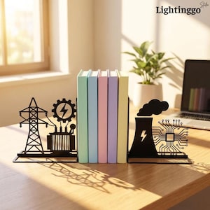 Custom Power Systems Engineer Metal Bookend, Electrical Engineer Decor, Lineman Gift