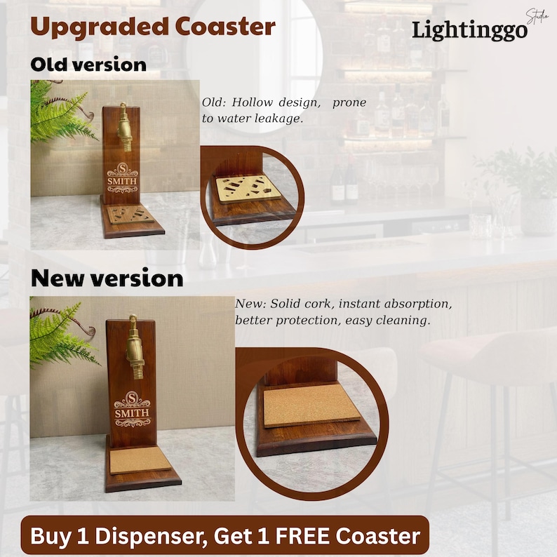 Aangepaste handgemaakte houten whiskydispenser, gegraveerde drankschenker Cadeau-ideeën, Vaderdagcadeau afbeelding 5