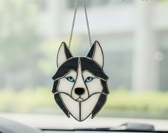 Alaskan Husky Stained Glass, Suncatcher Decor, Handmade Stained Glass Art, Husky Lover Gift, Holiday Gift Idea