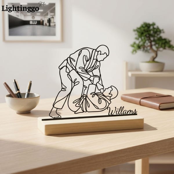 Custom Jiu Jitsu Desk Decor, Personalized Fighter Gift, Martial Arts Art, Jiu Jitsu Graduation Gift