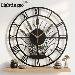 Kundenspezifische Weizenfeld-Gras-Metallwanduhr, rustikale Bauernhausdekor, Geschenk für Bauer