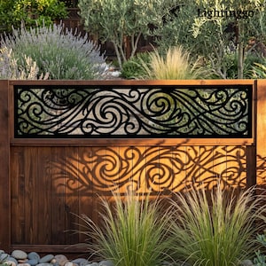 Decorazione geometrica a volute per recinzione da giardino, ornamento floreale a spirale, elegante pannello in metallo vintage per ringhiera, romantica decorazione per il giardino.