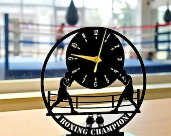 Reloj de escritorio personalizado de campeón de boxeo, regalo de boxeador personalizado, decoración de mesa para gimnasio de boxeo, regalo único para fanáticos del boxeo.