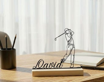 Decoración de mesa de golf personalizada: regalo con nombre personalizado para amantes del golf, decoración de escritorio deportivo