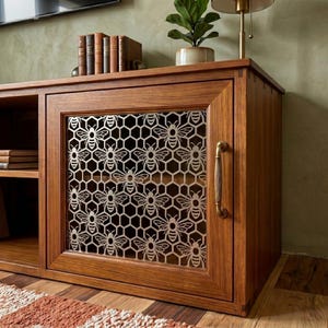 Inserto para puerta de armario con diseño de abeja, rejilla decorativa metálica personalizada, pantalla de radiador con diseño de panal, decoración del hogar.