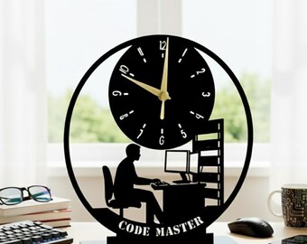 Personalized Programmer Desk Clock, Custom Code Master Table Clock, Developer Gift, IT Office Desk Decor