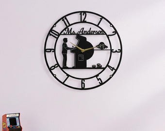 Custom Arcade Metal Wall Clock, Personalized Gamer Wall Art, Game Room Decor, Handmade Retro Gaming Gift, Video Game Sign