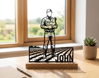 Custom Farmer Table Decor, Personalized Agriculture Desk Decor, Country Farmhouse Gift