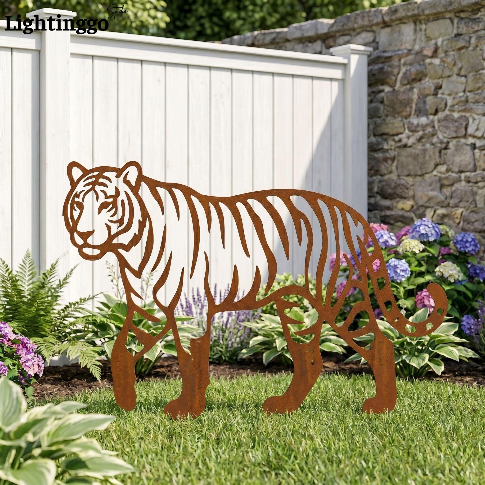 とらオブジェ　メタルタイガー Metal Tiger Statue - Etsy