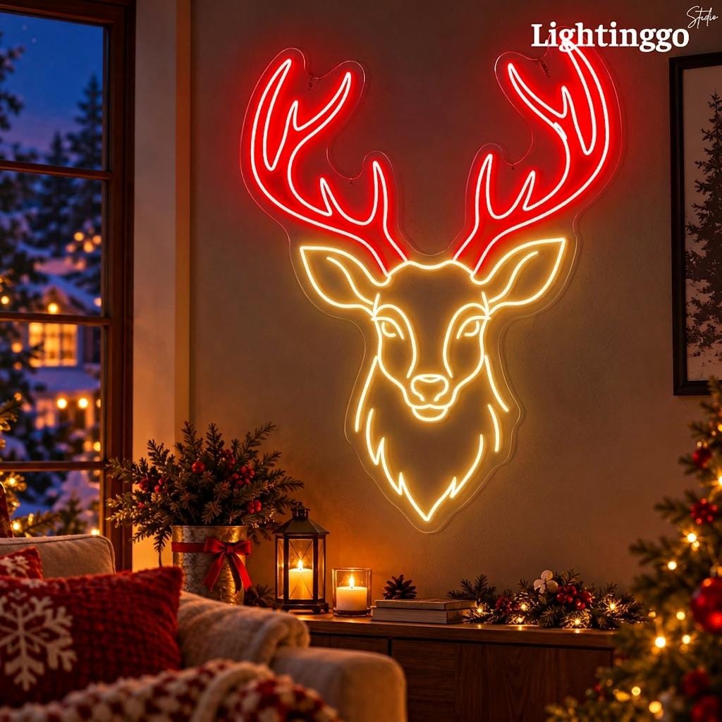 Christmas Deer Neon Sign - Etsy