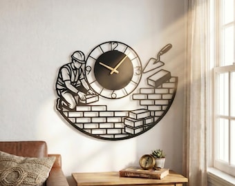 Maurer Metall Wanduhr, Bauarbeiter Kunst, Bauarbeiter Ruhestand Geschenk, Industrie Werkstatt Wanddekoration