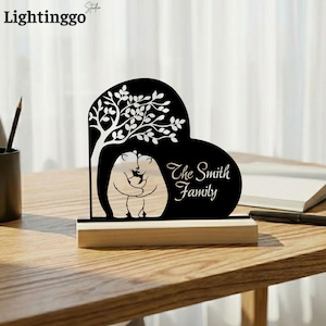 Anpassad björnfamiljebordsdekoration, personlig familjeskrivbordsdekoration, skogsbarnkammardekoration, present till familjeälskare