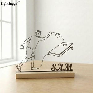 Personalisierte Cornhole Player Spiel Schreibtisch Dekor, Holzbasis Cornhole Art, Party Geschenk, Cornhole Hobby Ornament