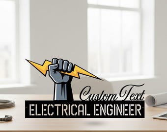 Placa de escritorio personalizada para ingeniero eléctrico, arte mural personalizado para oficina, placa de ingeniero, letrero de regalo tecnológico