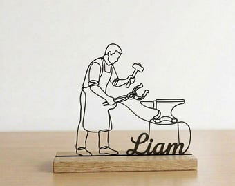 Custom Blacksmith Desk Decor, Forge Table Art, Metal Craft Gift