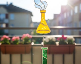 Handmade Science Stained Glass Suncatcher, Chemistry Lab Decor, Scientist Teacher Gift, Medical Graduation Gift