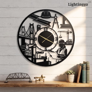 Civil Engineer Metal Wall Clock, Bridge Construction Wall Clock, Architecture Structure Wall Art Decor