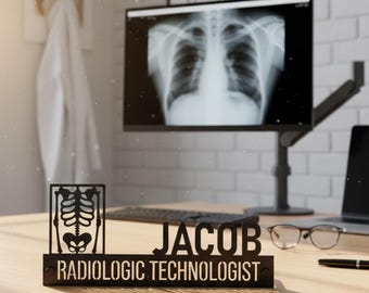 Personalized Radiologic Technologist Name Plate, Custom Metal Rad Tech Sign, X-Ray Tech Desk Sign, Radiologist Office Decor