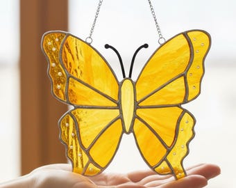 Butterfly Stained Glass Suncatcher, Handmade Window Hanging, Garden Decor, Butterfly Style Butterfly Gift, Gift for Mom