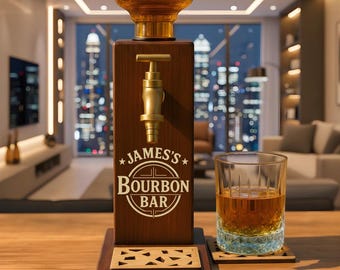 Aangepaste houten whiskydispenser, gegraveerde drankstandaard decor, kerstcadeau-ideeën