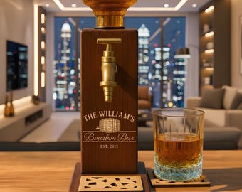 Custom Handmade Wooden Whiskey Dispenser, Engraved  Liquor Pourer Gift Ideas