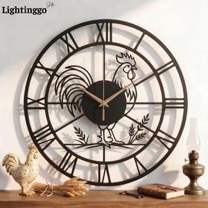 Personalized Farm Rooster Metal Wall Clock, Farmhouse Decor, Gift For Farmer