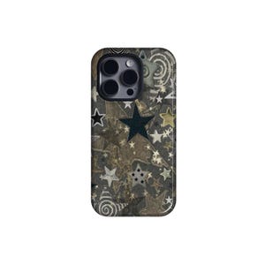 Funda para teléfono Collage Y2k Stars Twinkle Night Cover para iPhone 16 Pro, 15, 14, 13, 12, 11, Samsung Galaxy S24 Ultra, diseño de patchwork celestial