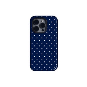 Navy Blue Polka Dot Phone Case,Cute Classic Spot Design, Stylish Gift Idea for iPhone 16 15 14 13 12 11 Pro Max, Samsung S24 S23 S22 MagSafe